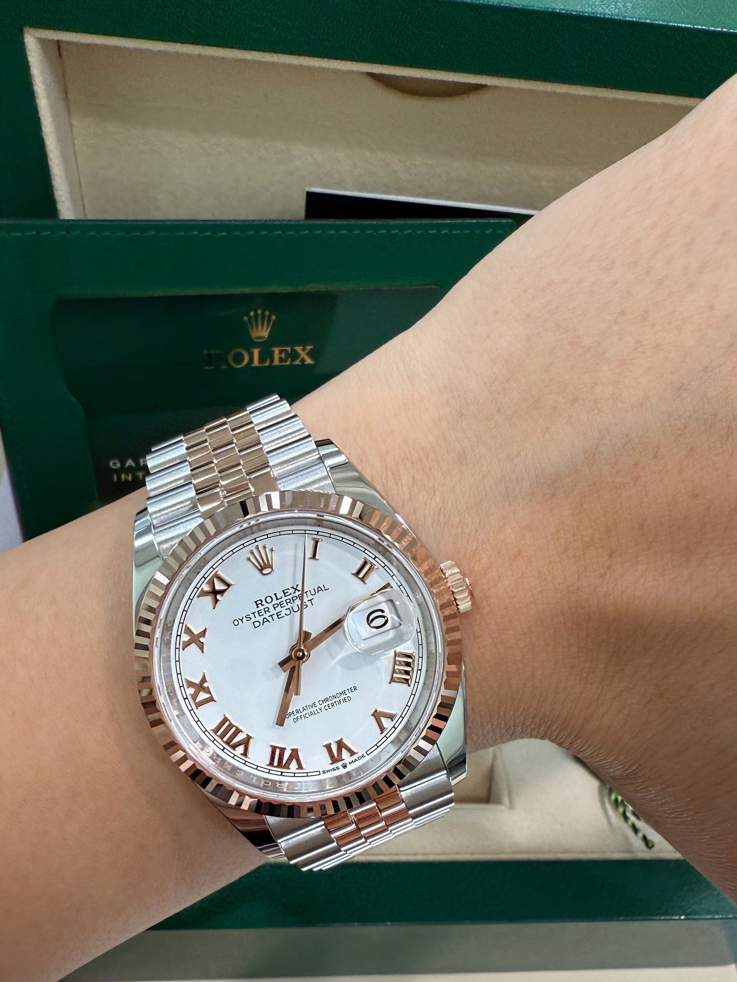 Rolex Datejust 36 126231 Jubilee Steel & 18K Rose Gold with White Roman Numeral Dial