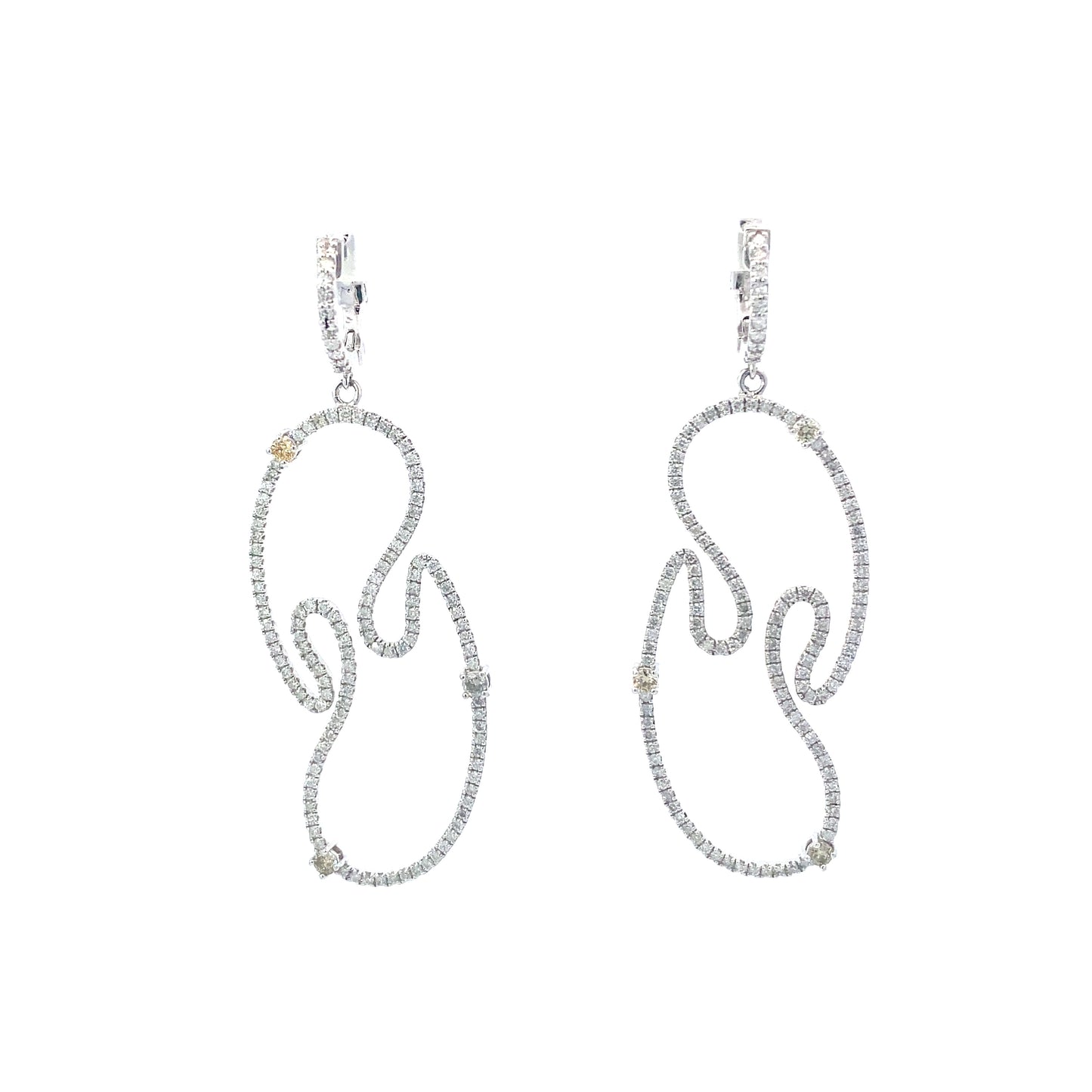 14K White Gold Fancy Diamond Earrings