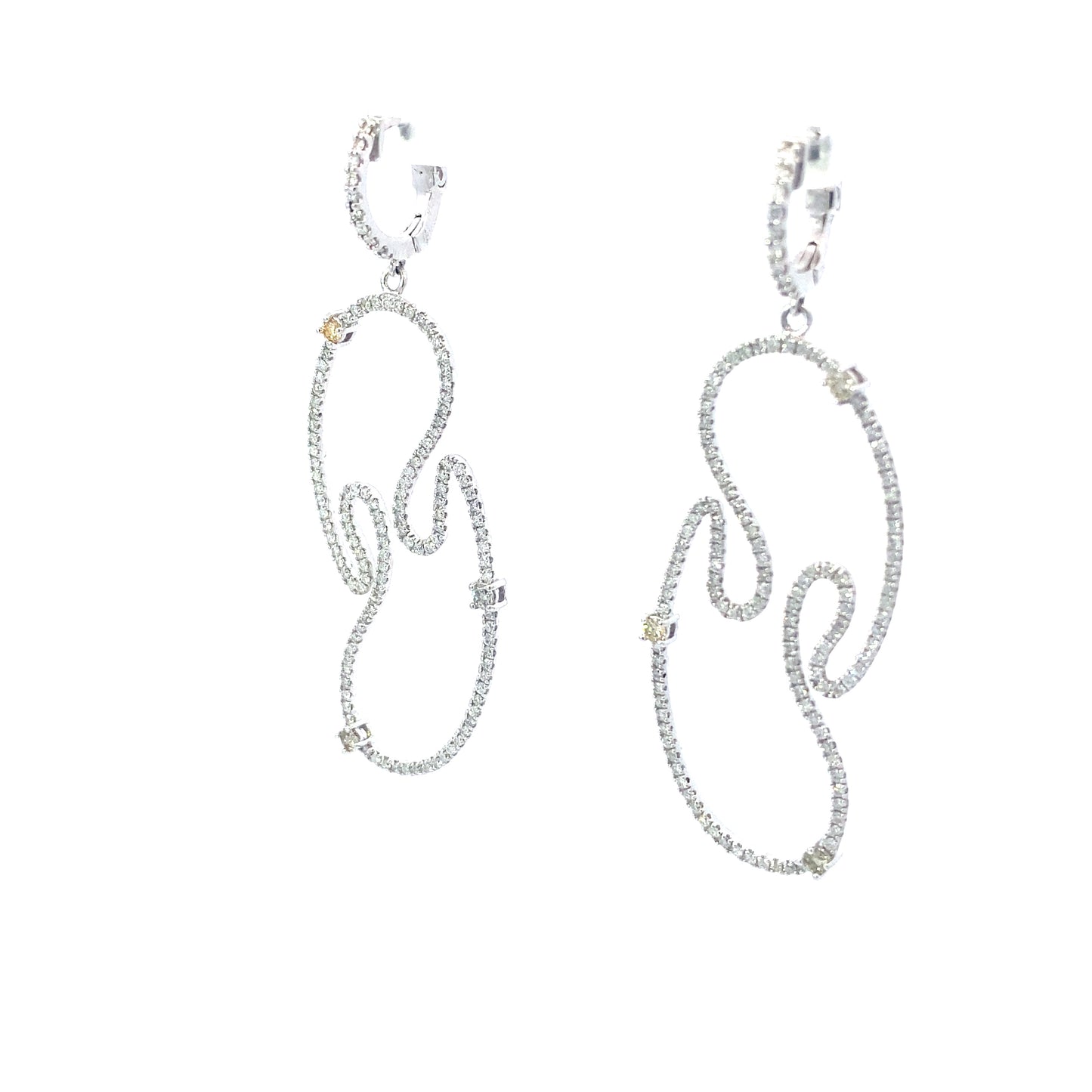 14K White Gold Fancy Diamond Earrings