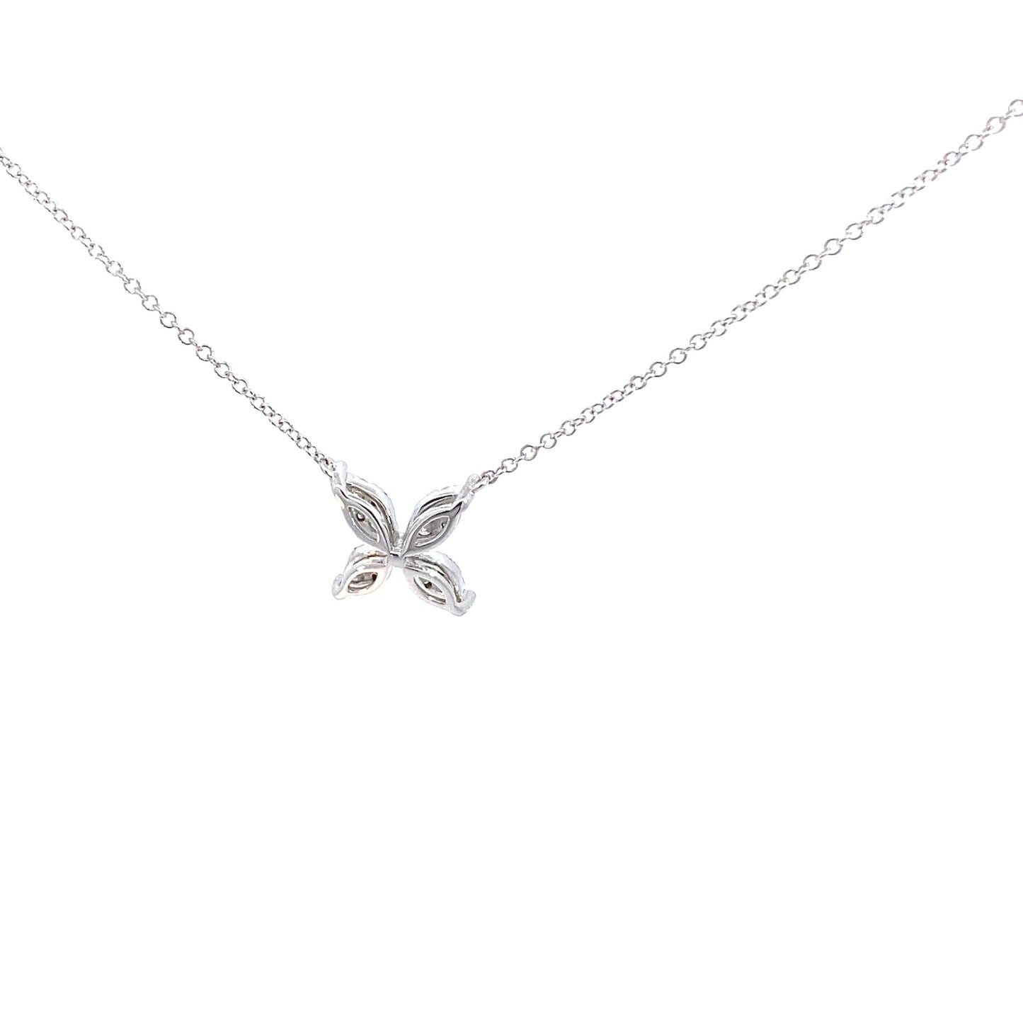 14K Solid Gold Flower Pendant Necklace with Natural Diamonds