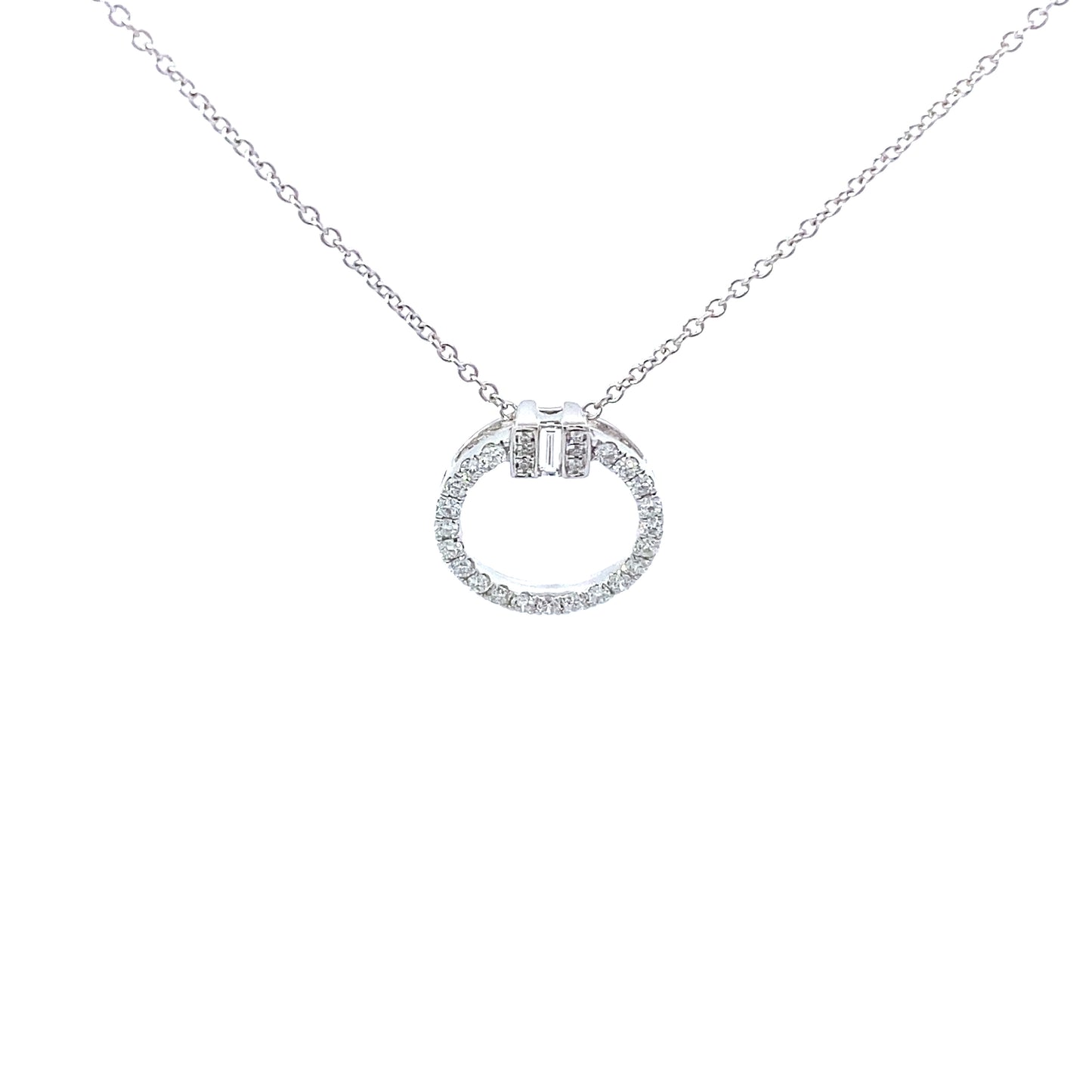 18K White Gold Diamond Circle Chain Necklace