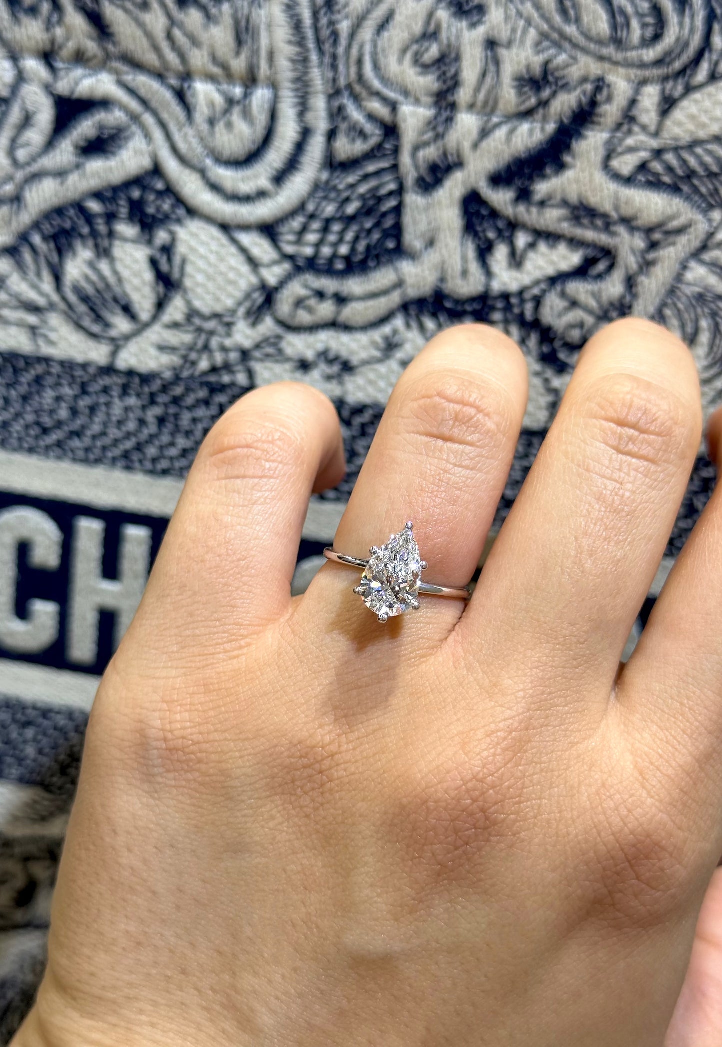 2.50CT Pear Shaped IGI Certified Lab-Grown Diamond Solitaire Engagement Ring