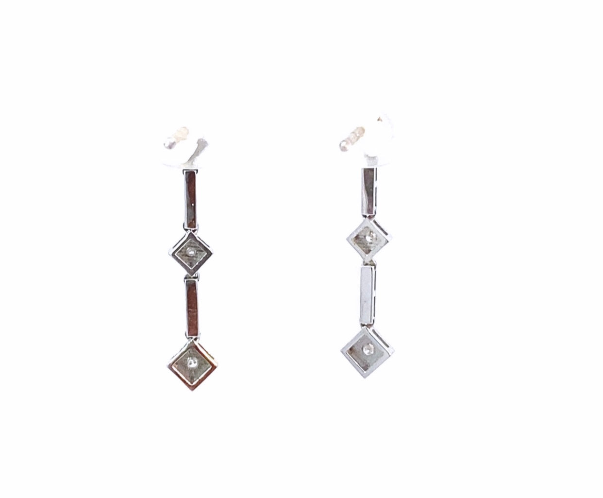 14K White Gold Diamond Drop Earrings