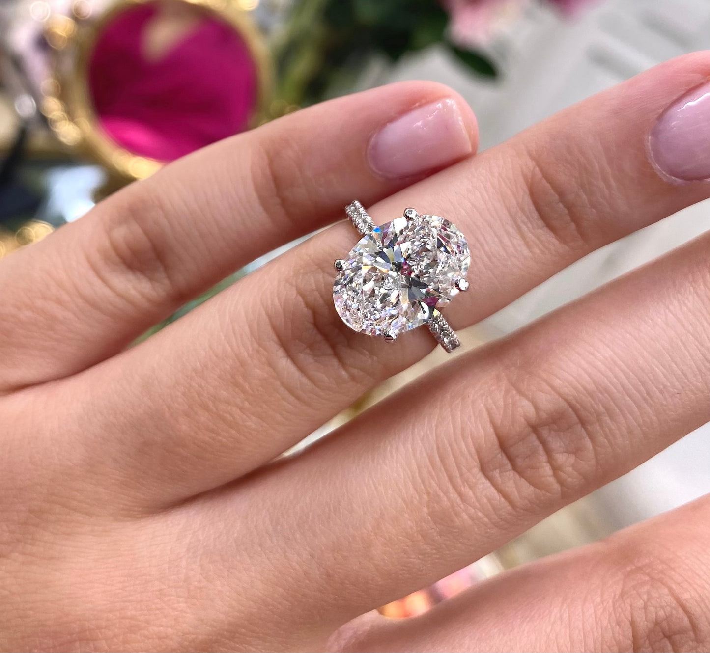 5.80CT Oval Shape IGI Certified Lab-Grown Diamond Engagement Ring