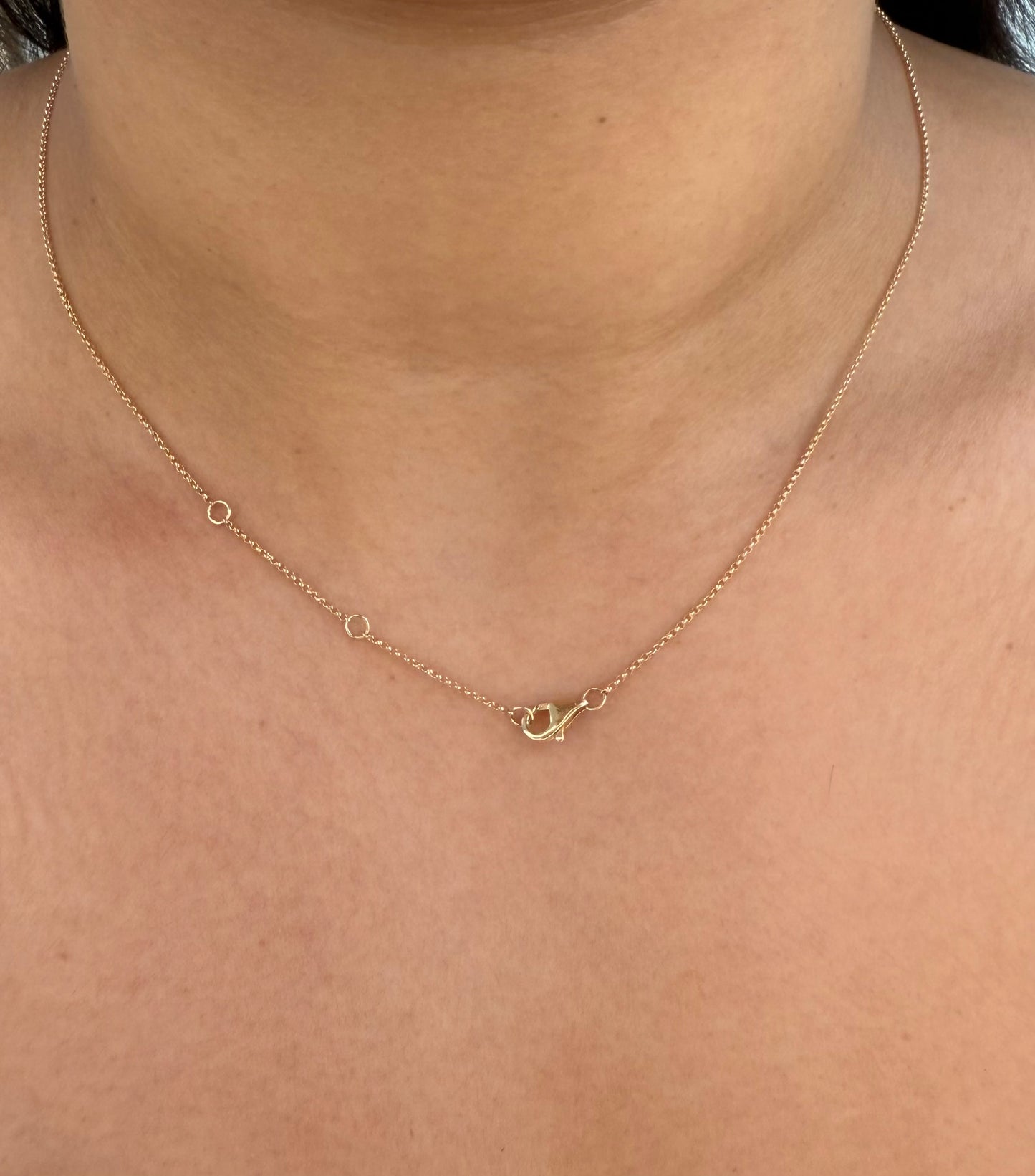 14K Gold Dainty Emerald Cut Diamond Bezel Setting Necklace