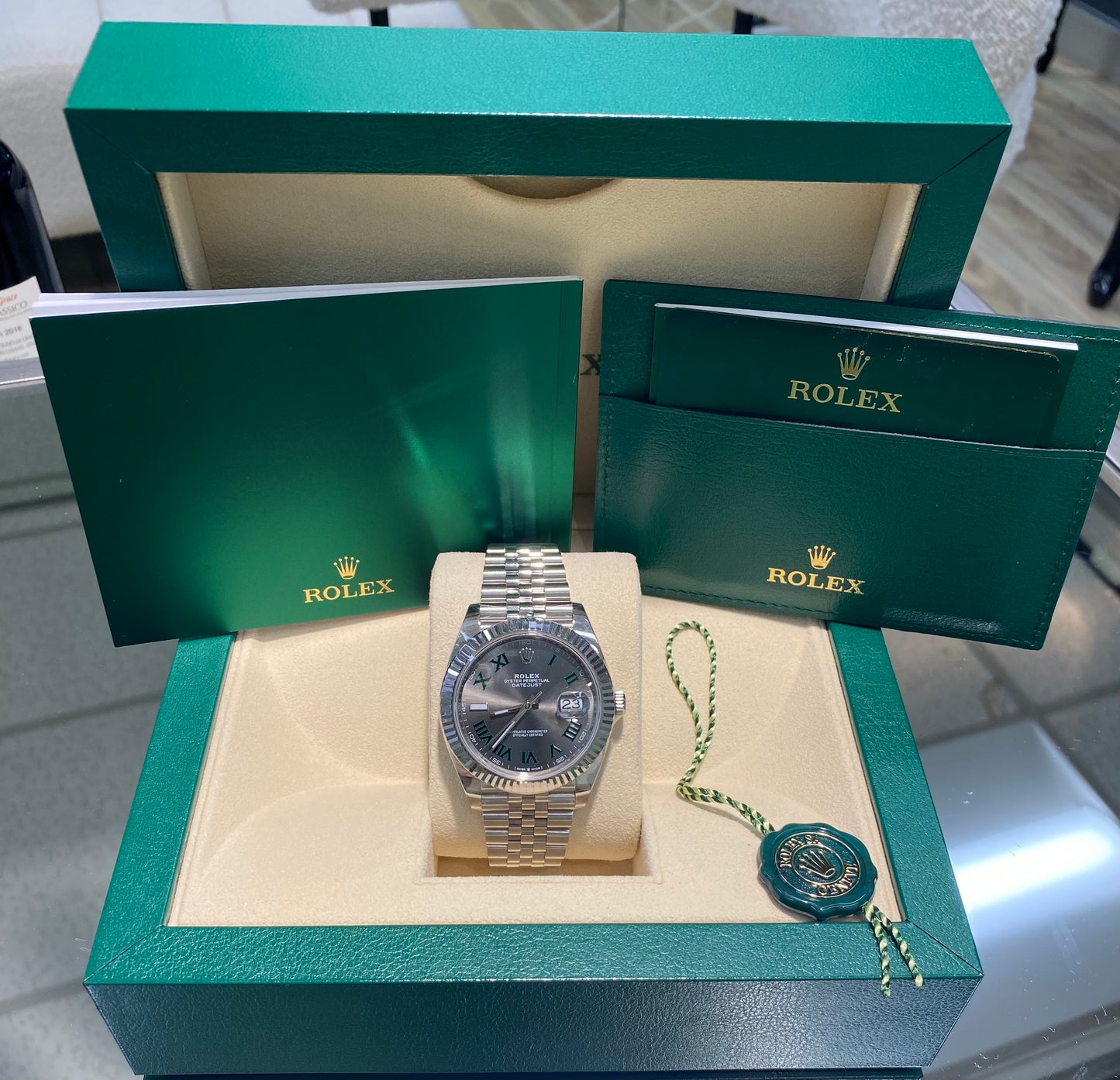 Rolex Date Just 41mm 126334 Wimbledon Dial with Stainless Steel Jubilee Band