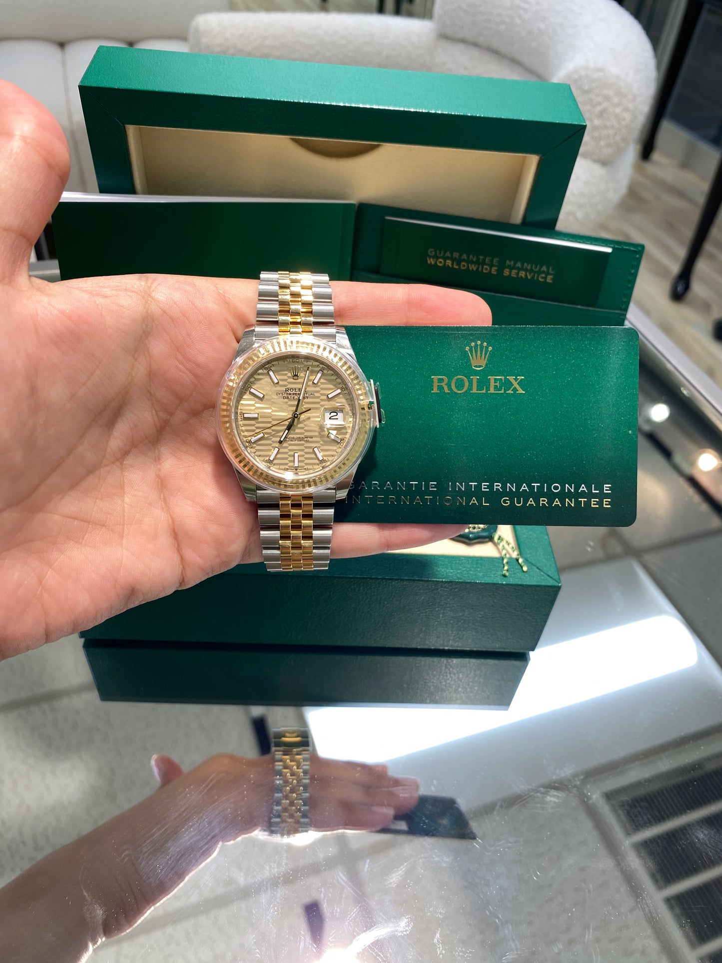 Rolex Date-just 41mm 126333 with Champagne Fluted Motif Index Dial and Jubilee Bracelet Watch