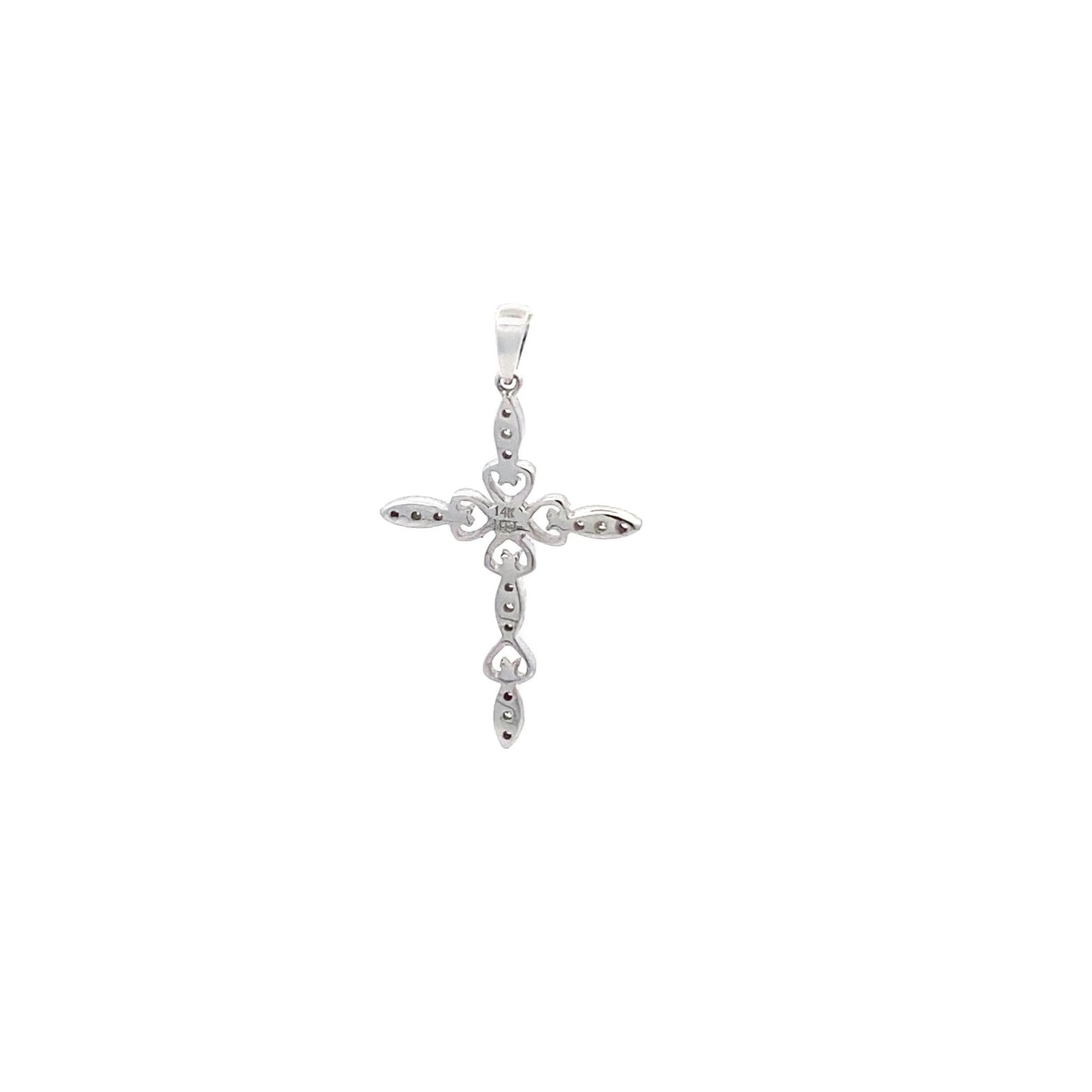 14K White Gold Diamond Cross Pendant