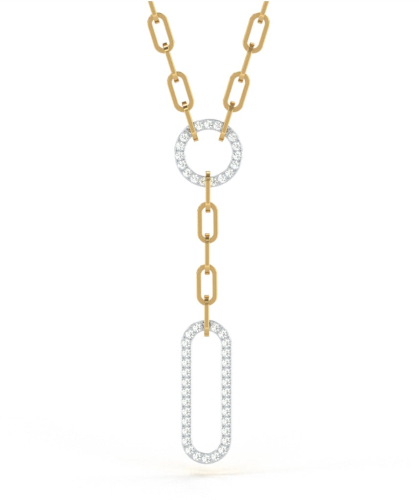 Trendy Yellow Gold Diamond Paperclip Chain Locket Necklace