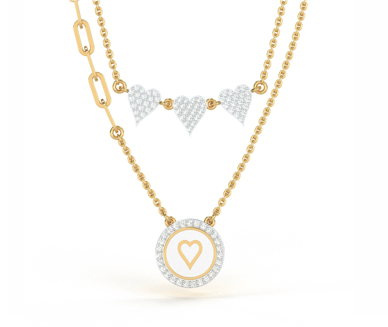 Delicate Joy of My Heart Double Layered Diamond Necklace
