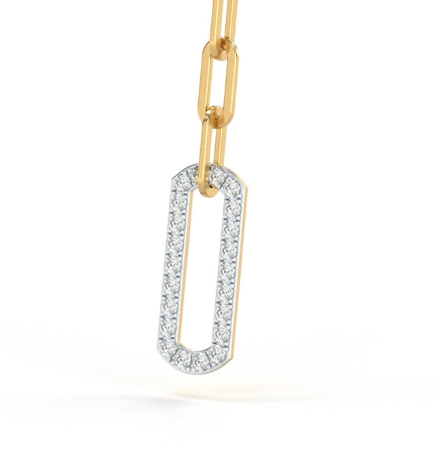 Four Leaf Diamond Clover Floret Paper Clip Necklace