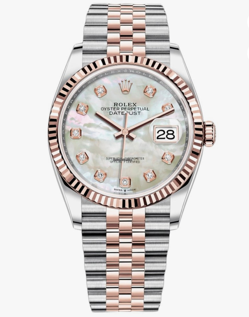 Rolex Datejust 36 126231 Jubilee Steel & 18K Rose Gold MOP Diamond Dial