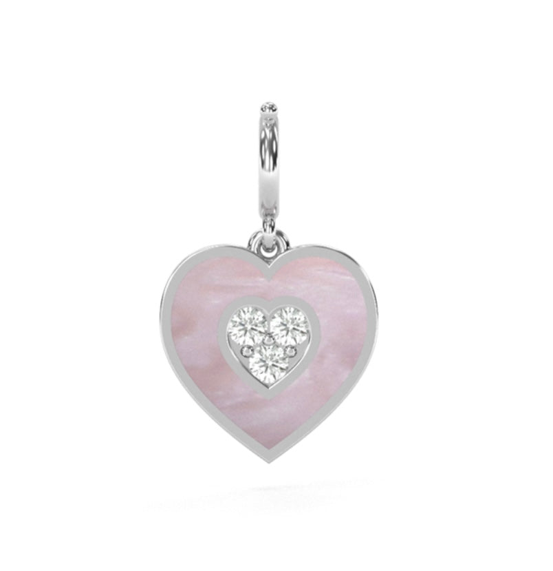 Pink Ceramic Heart Diamond Charm