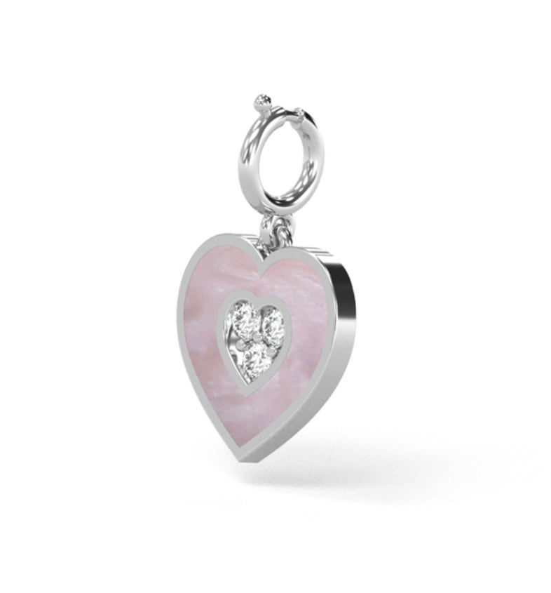 Pink Ceramic Heart Diamond Charm