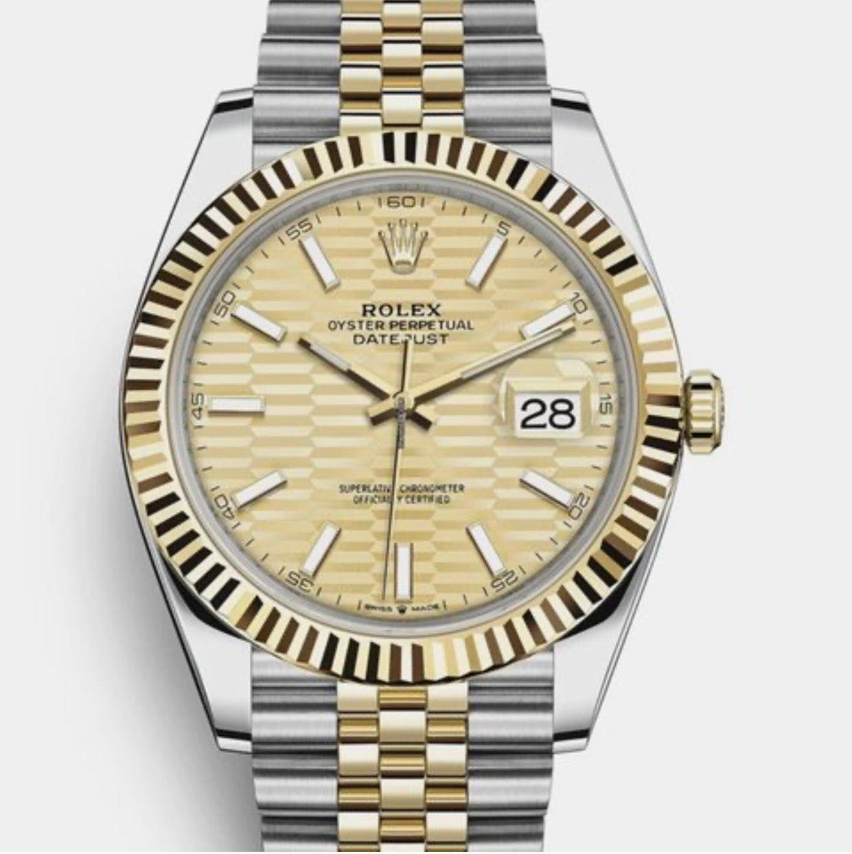 Rolex Date-just 41mm 126333 with Champagne Fluted Motif Index Dial and Jubilee Bracelet Watch