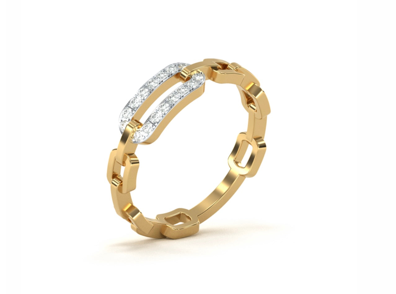 Rectangular Link Diamond Ring