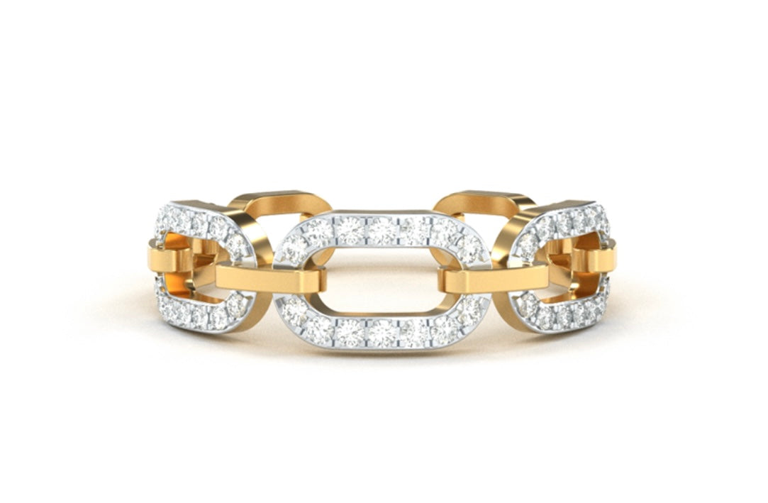Chain Link Pave Diamond Ring