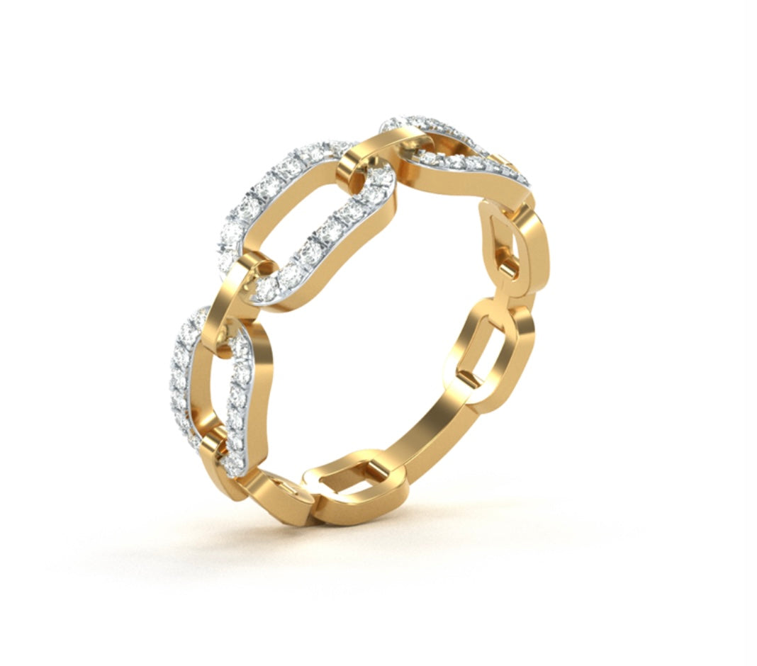 Chain Link Pave Diamond Ring