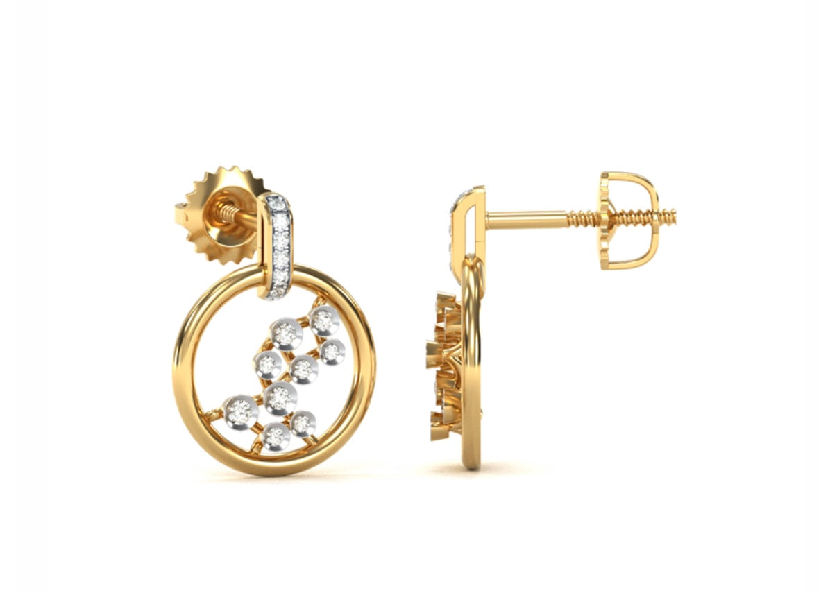 Bezel Set Hollow Diamond Drop Earrings