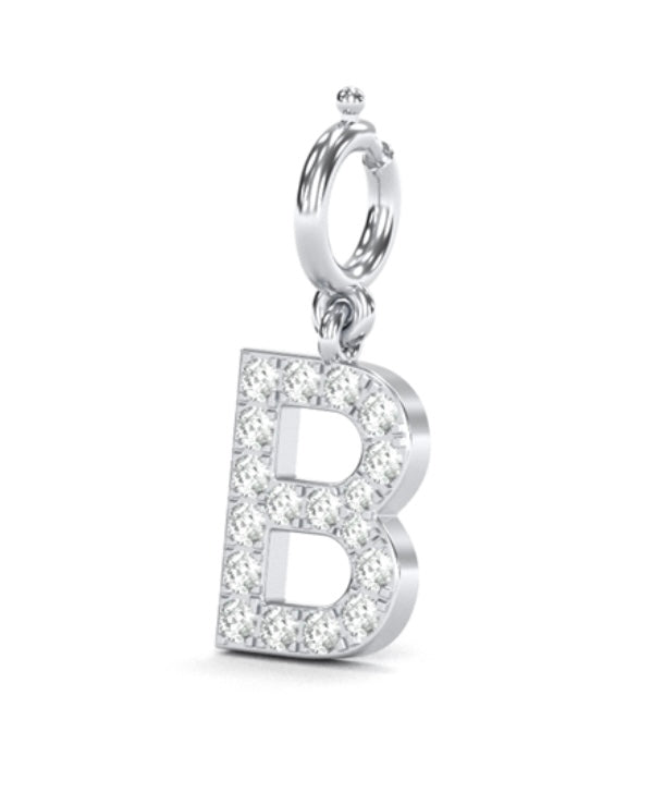 8mm Diamond Initial Charm "B"