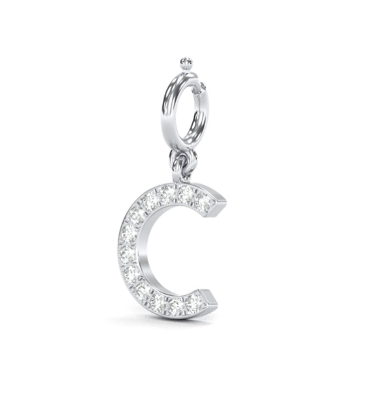 8mm Diamond Initial Charm "C"