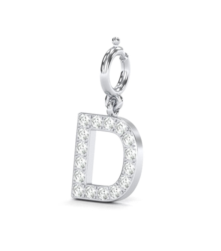 8mm Diamond Initial Charm "D"