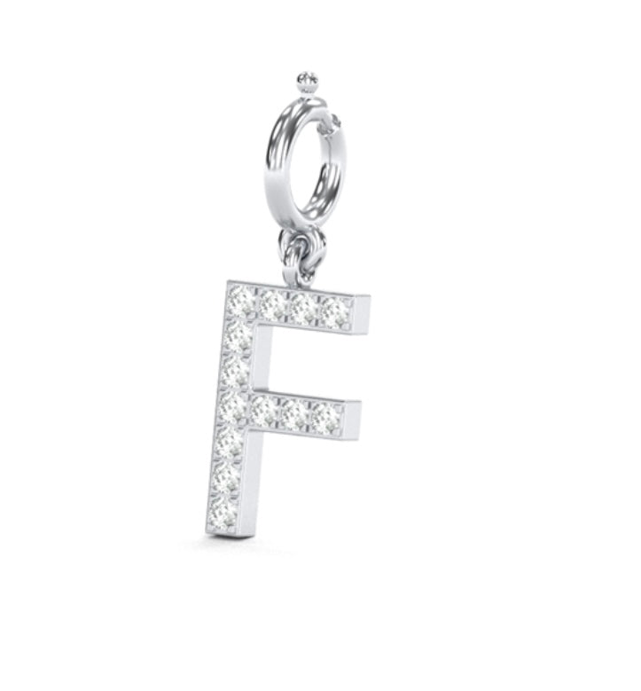 8mm Diamond Initial Charm "F"