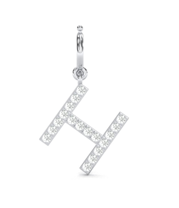 8mm Diamond Initial Charm "H"