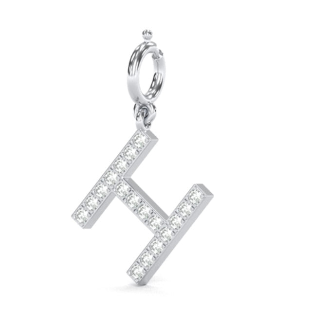 8mm Diamond Initial Charm "H"