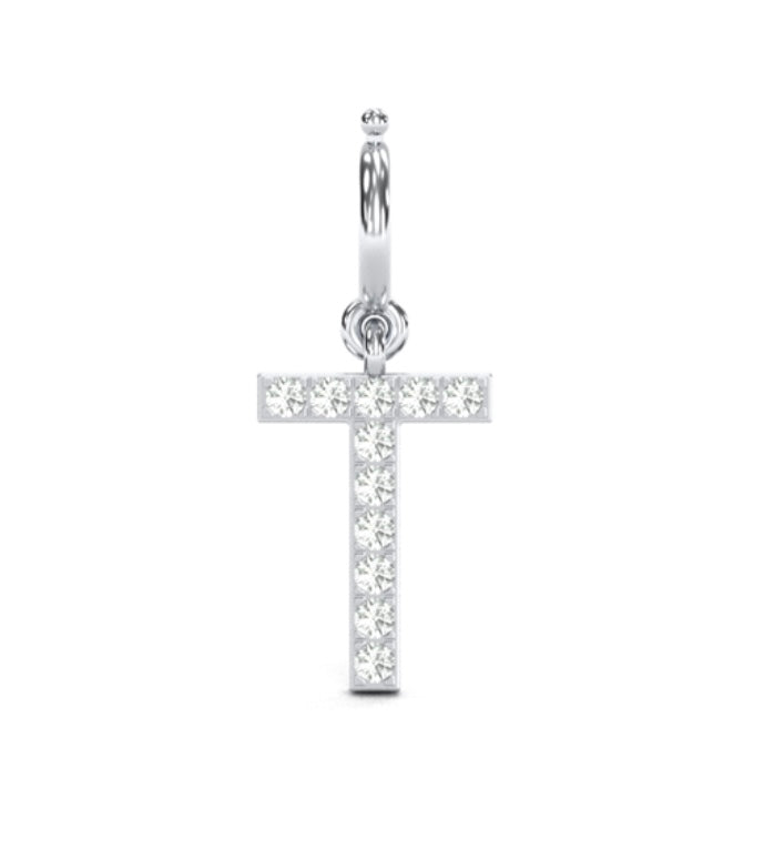 8Mm Diamond Initial Charms "T"