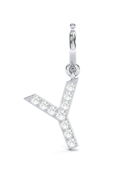 8Mm Diamond Initial Charms "Y"