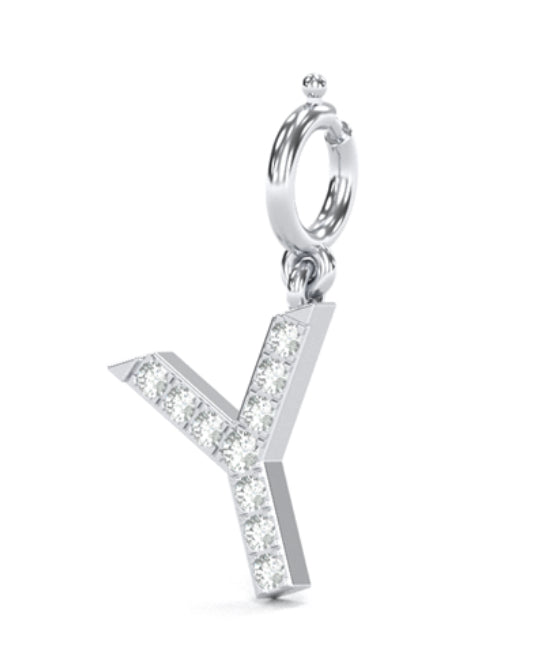 8Mm Diamond Initial Charms "Y"