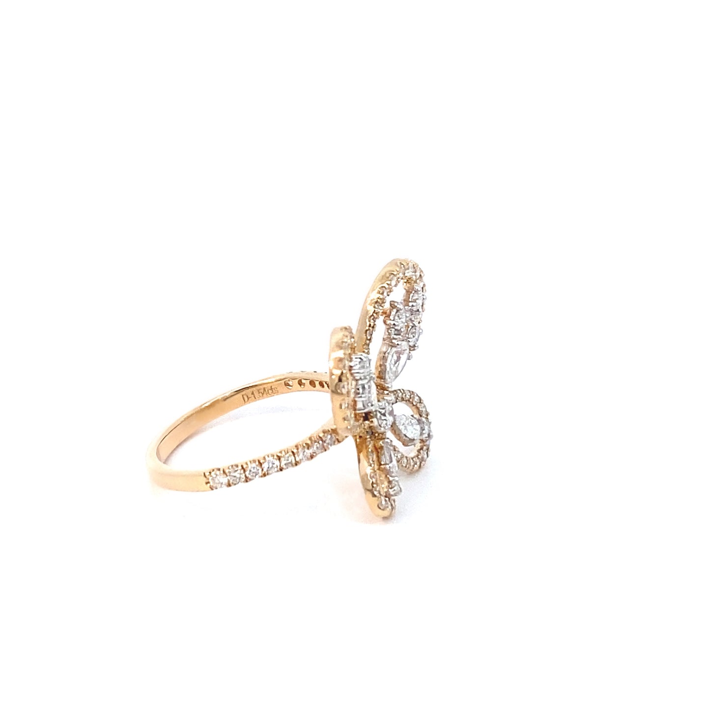 14K Yellow Gold Butterfly Diamond Ring