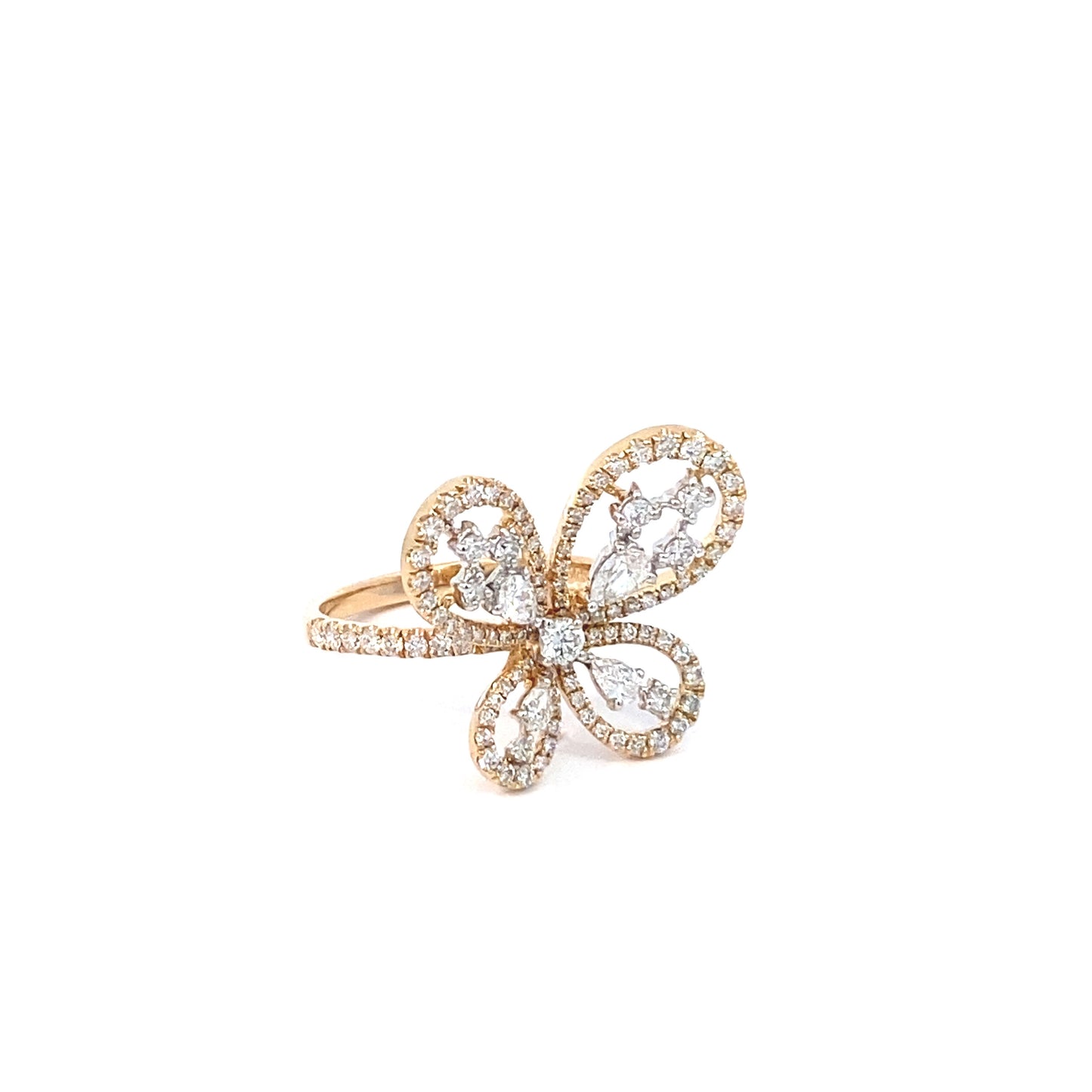 14K Yellow Gold Butterfly Diamond Ring