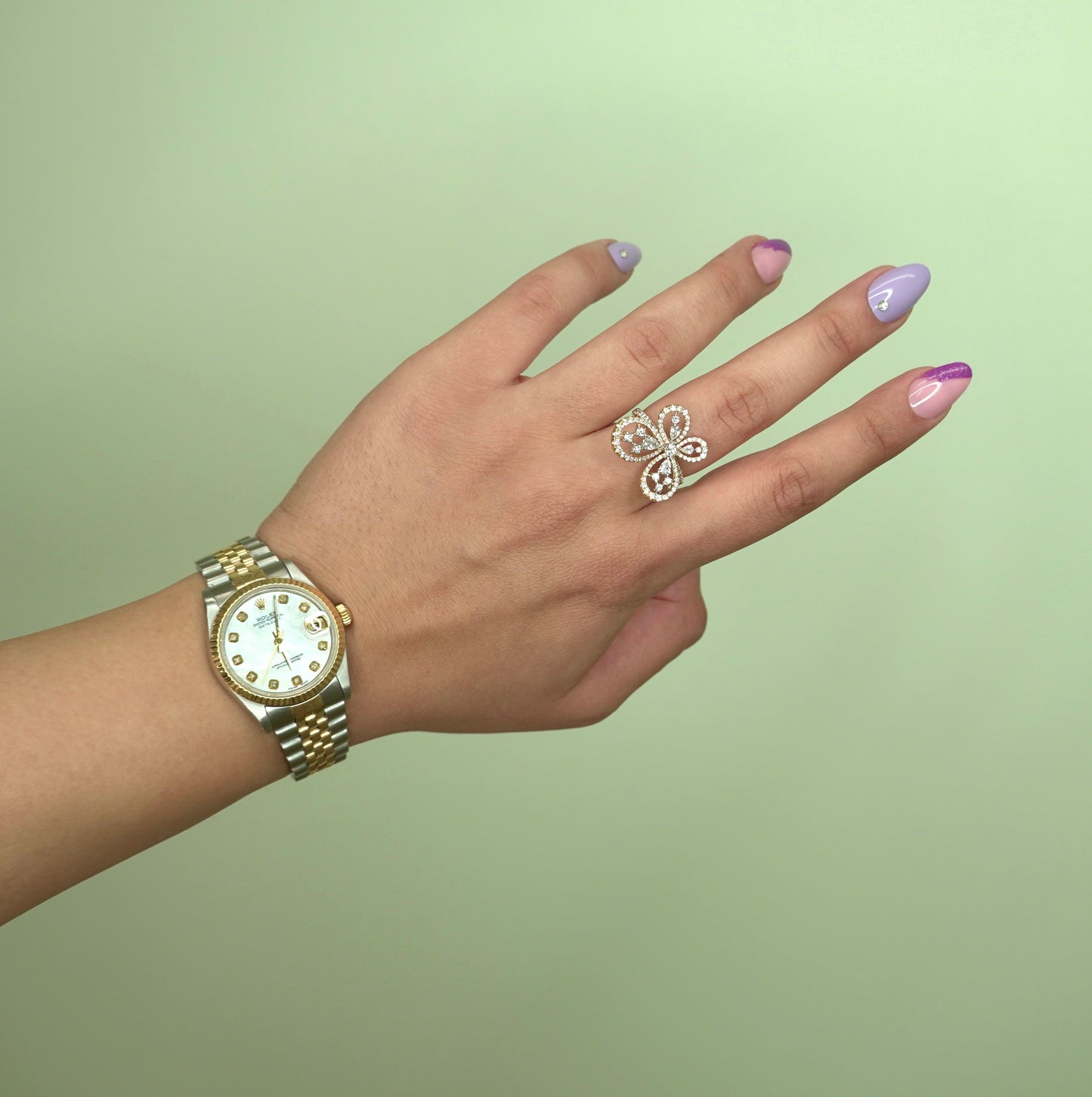 14K Yellow Gold Butterfly Diamond Ring