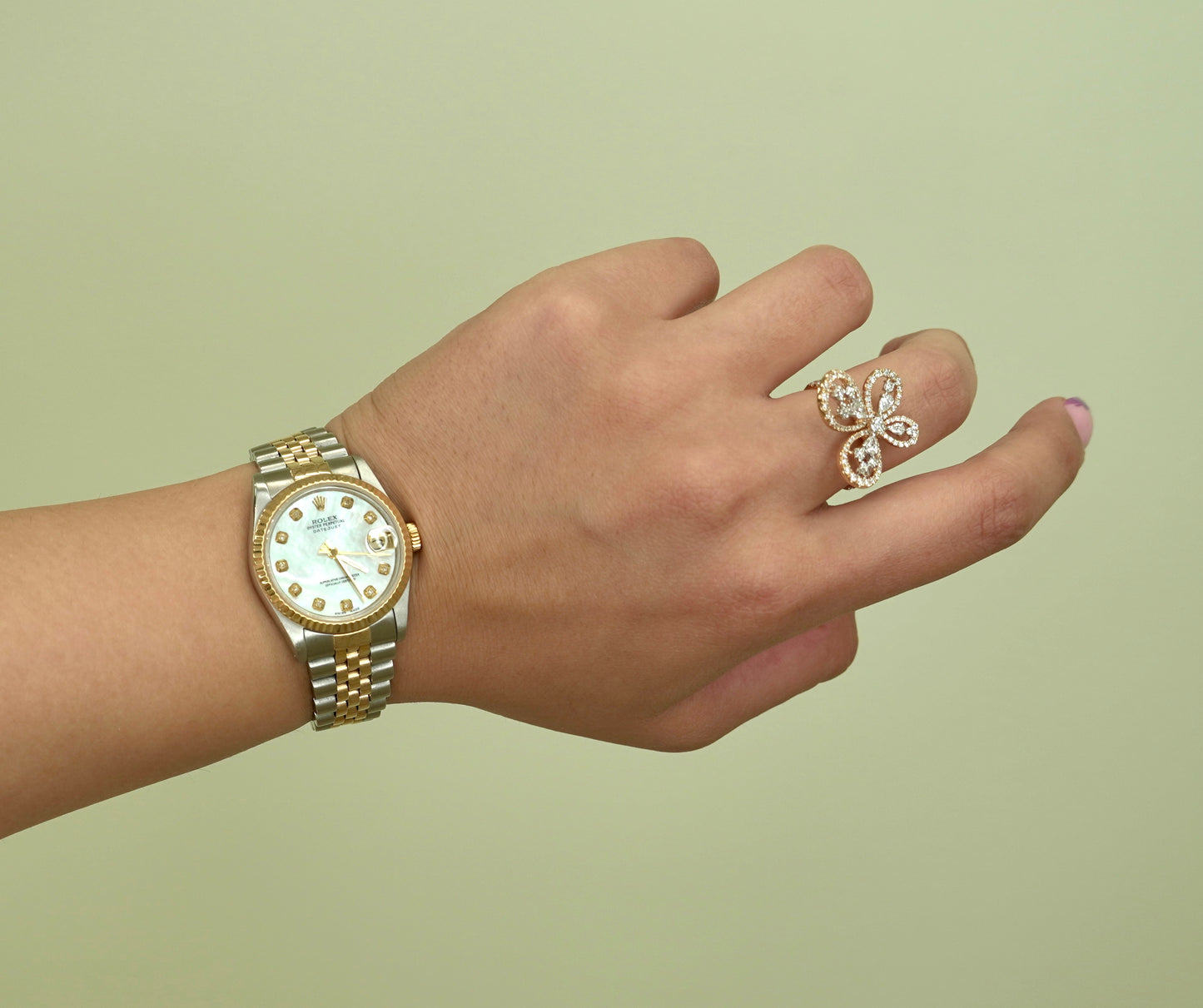 14K Yellow Gold Butterfly Diamond Ring