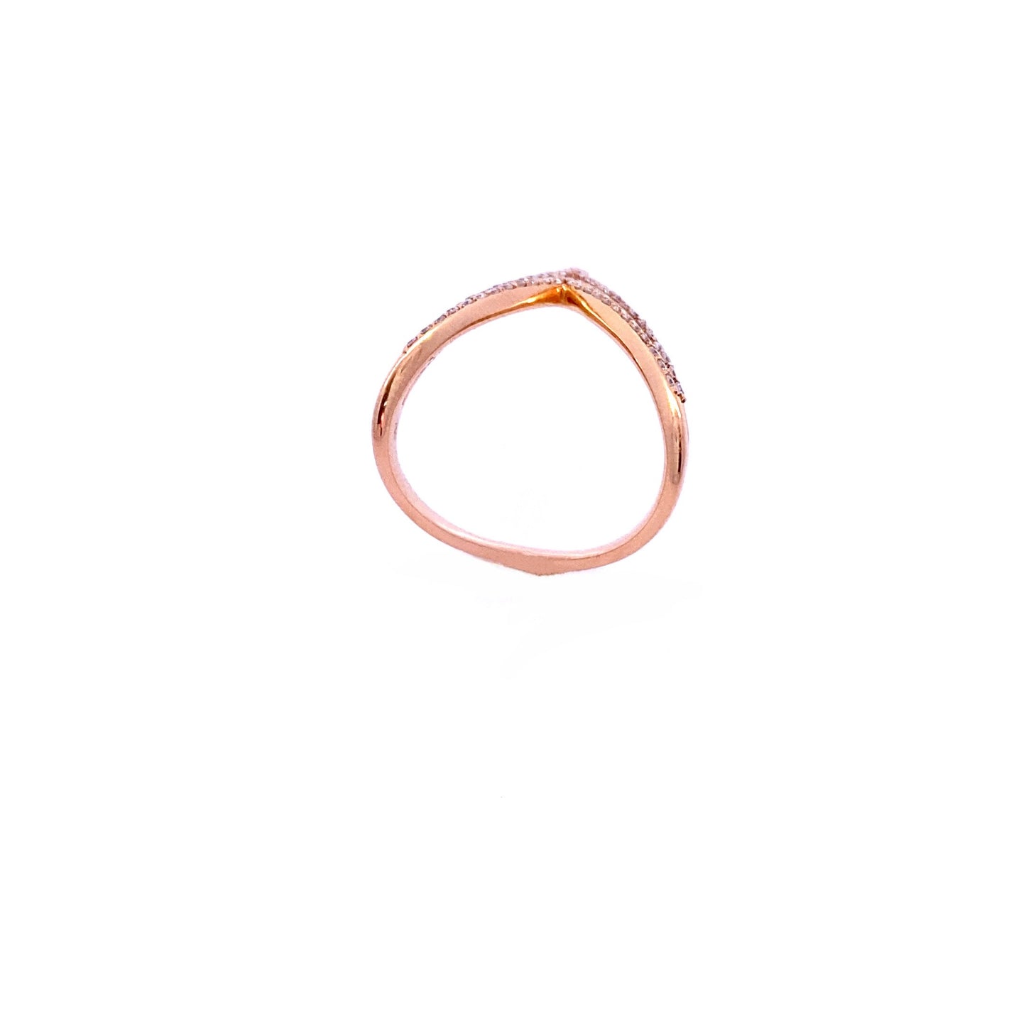 18K Rose Gold Pink Sapphire and Diamond V Shape Ring
