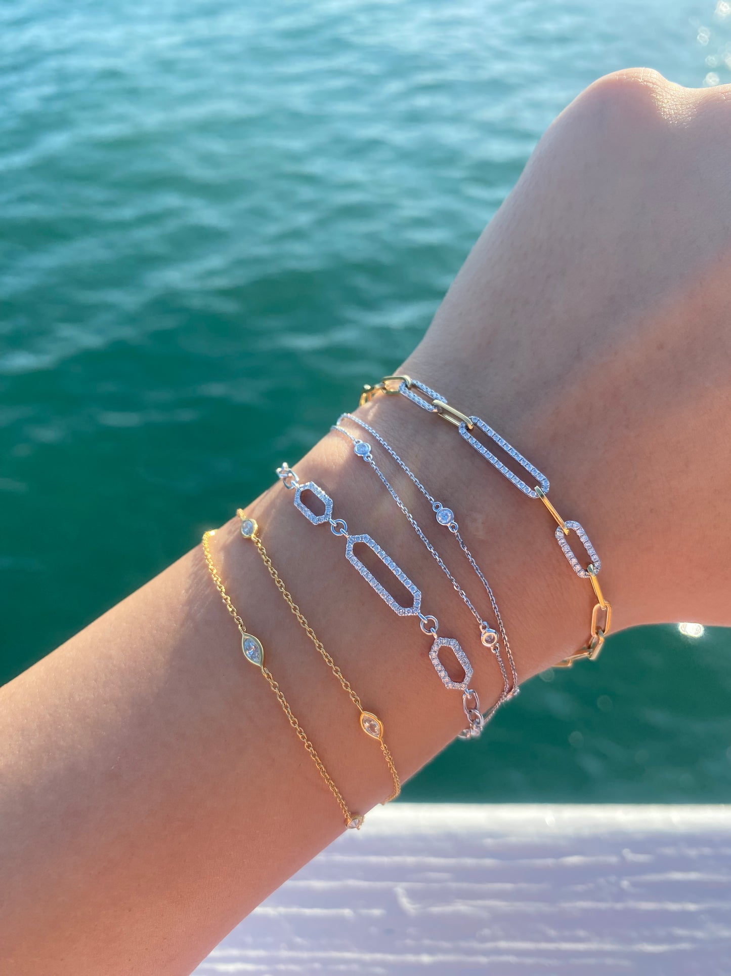 14K White Diamond by The Yard Bracelet