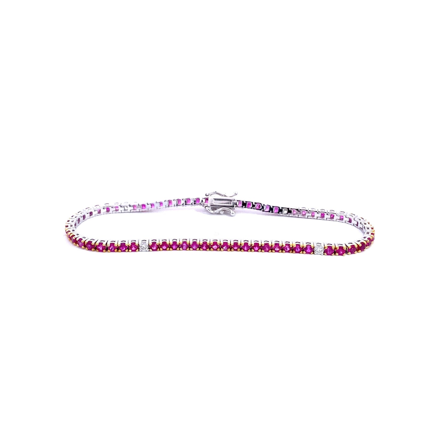 14K White Gold Ruby and Diamond Tennis Bracelet