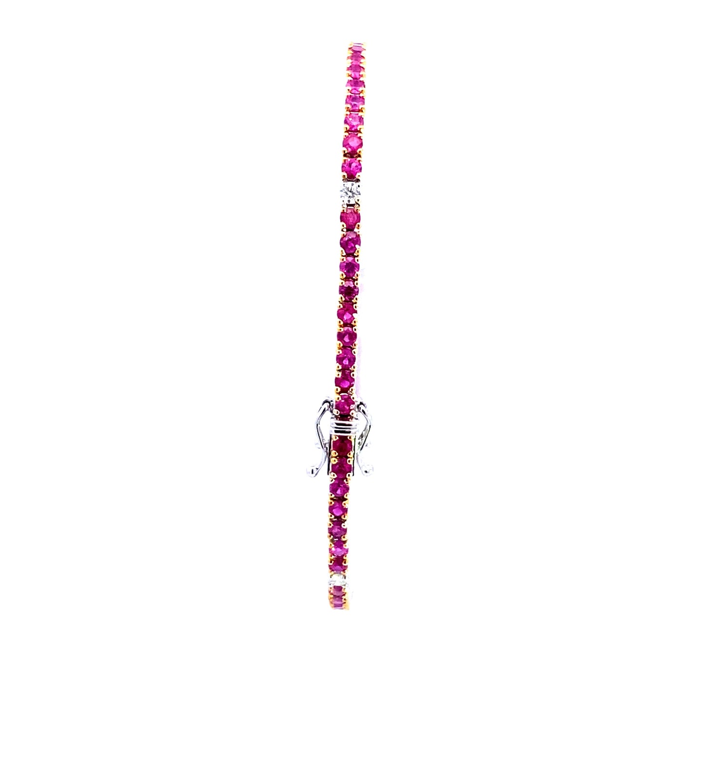 14K White Gold Ruby and Diamond Tennis Bracelet