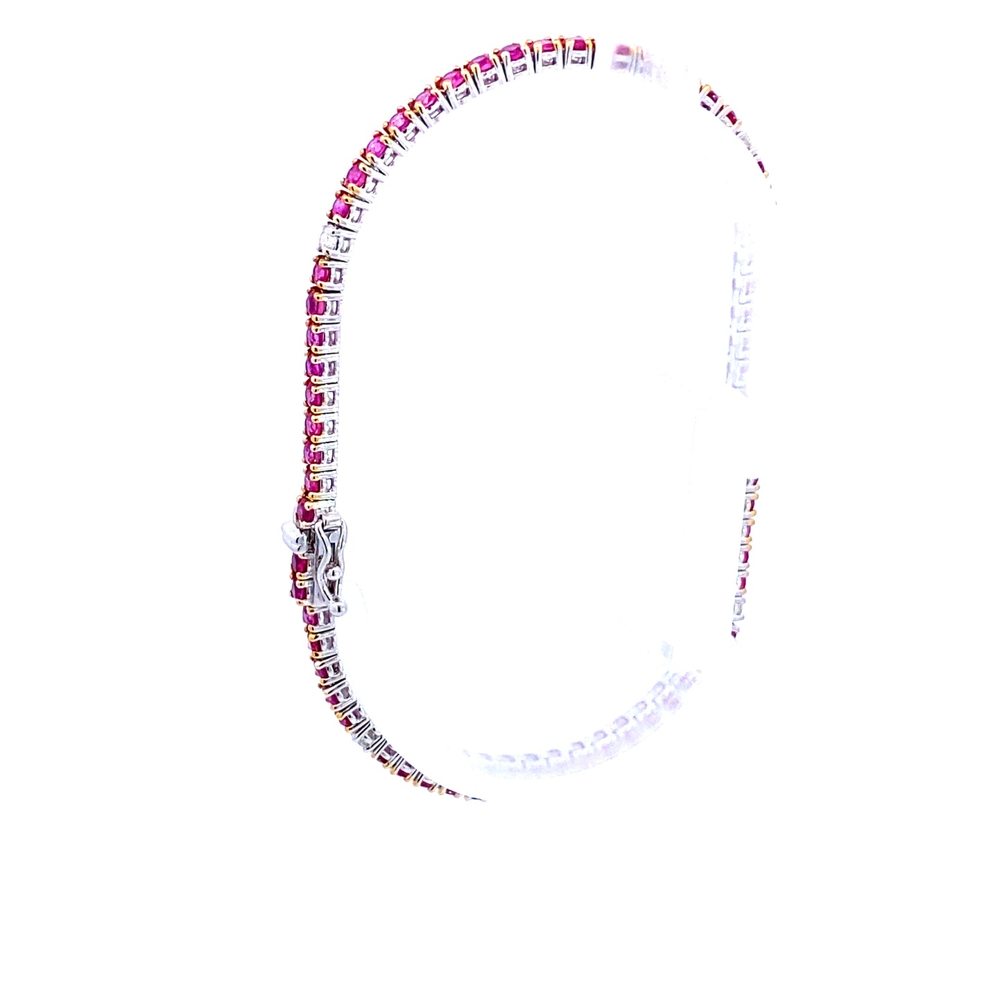 14K White Gold Ruby and Diamond Tennis Bracelet