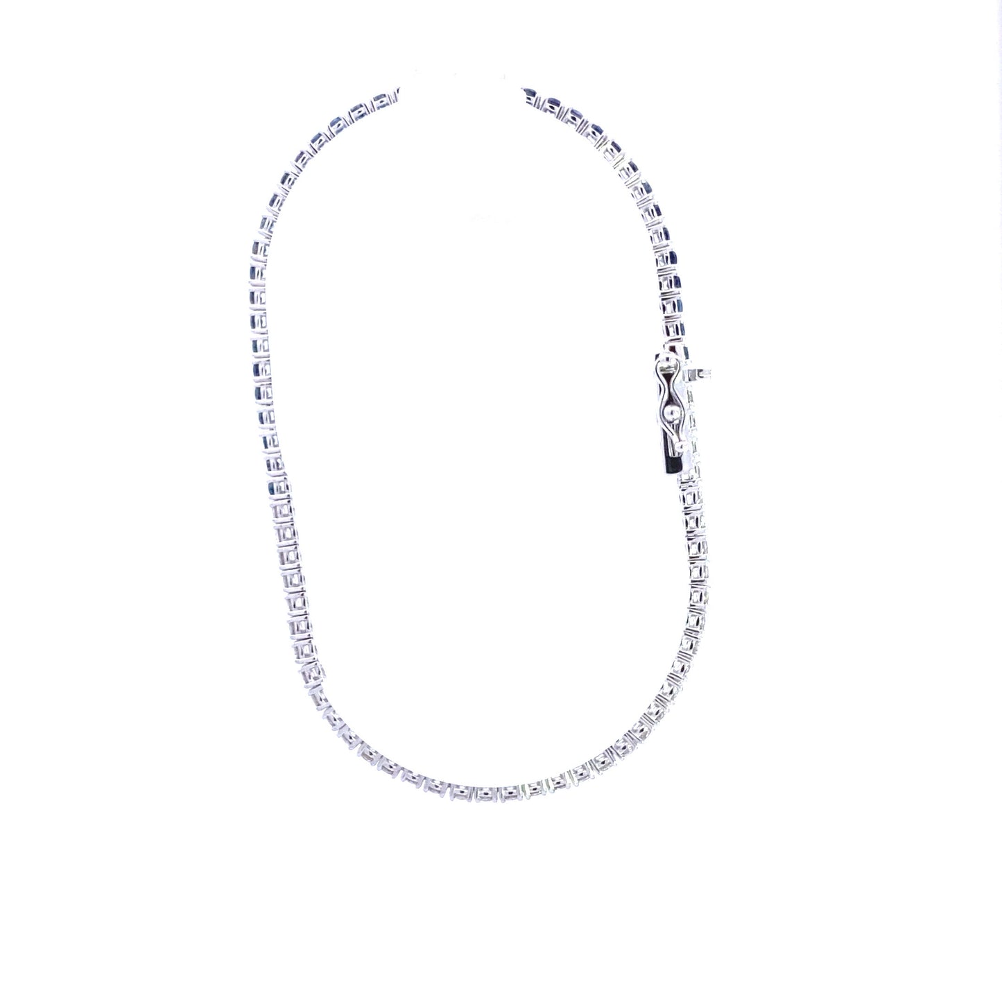 14K White Gold Half Blue Sapphire and Diamond Tennis Bracelet
