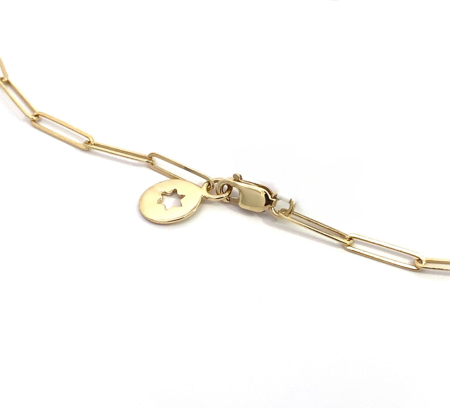 14k Yellow Gold Diamond Paperclip Pendant Necklace