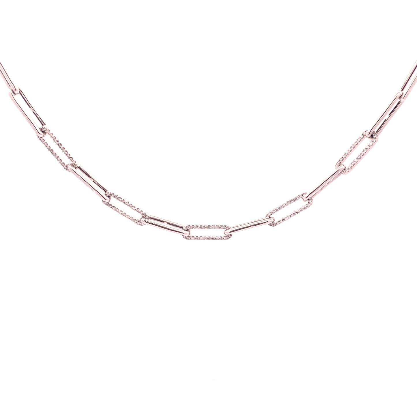 14K Gold Paperclip Diamond Necklace