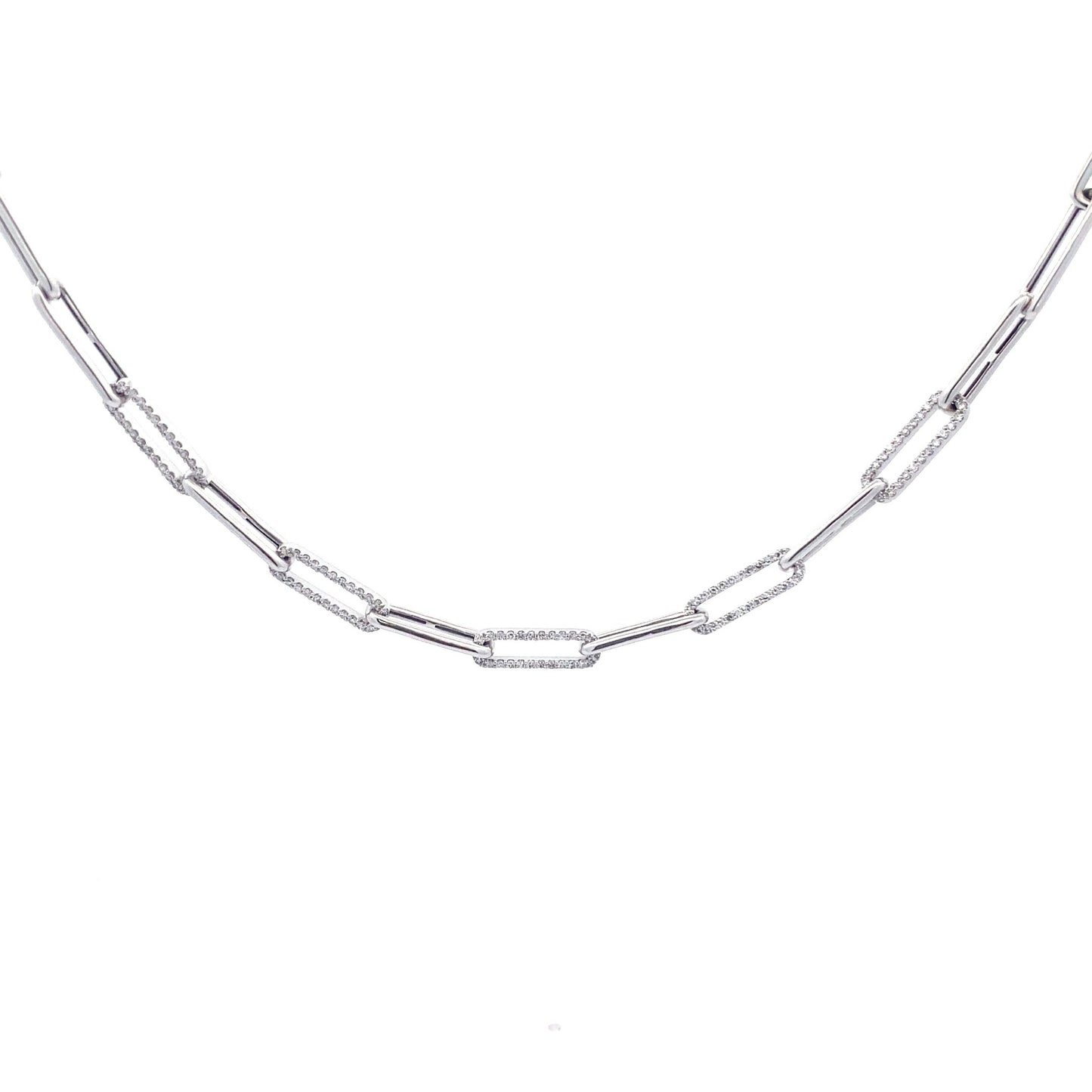 14K Gold Paperclip Diamond Necklace