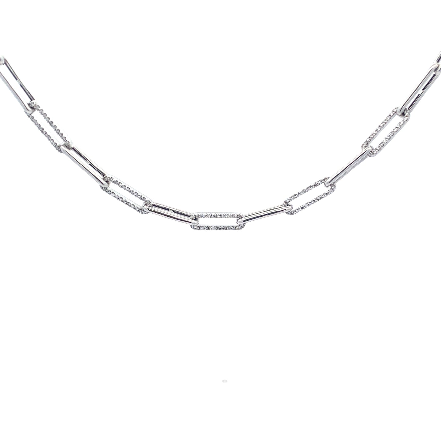 14K Gold Paperclip Diamond Necklace