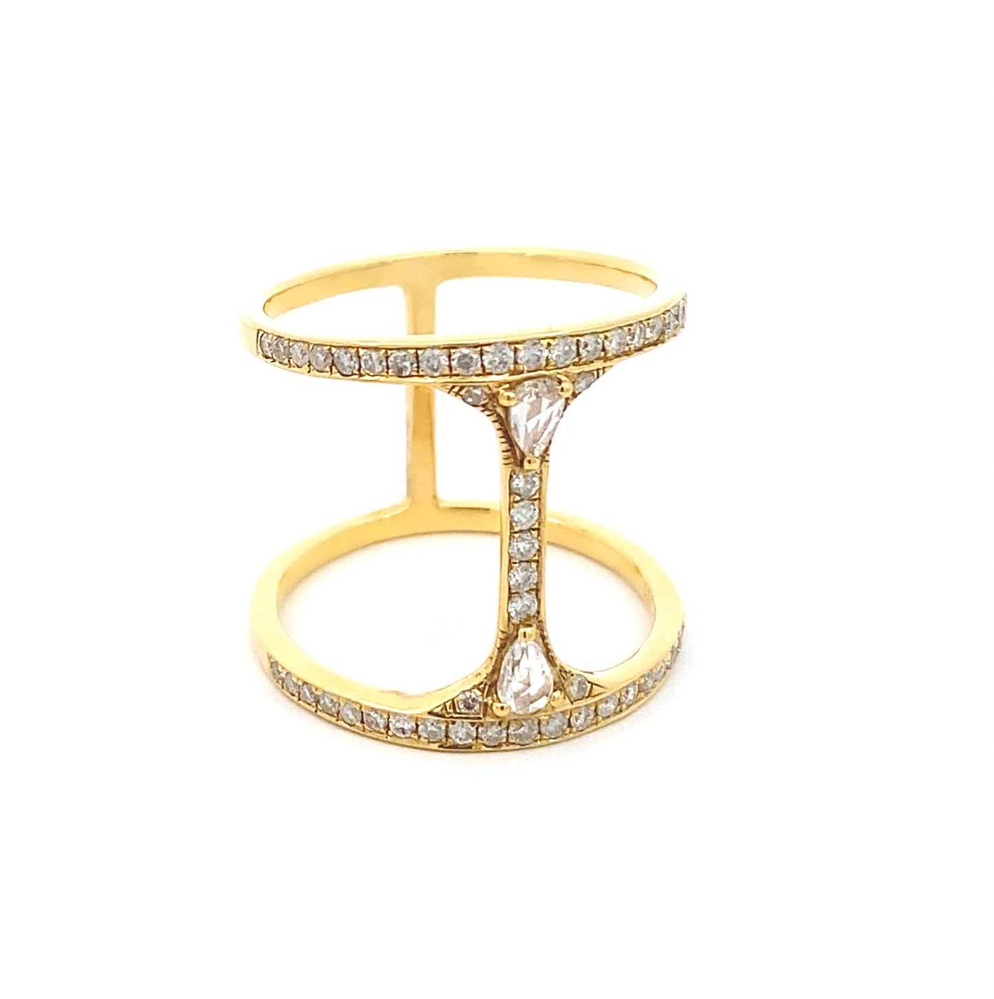 Trendy 18K Yellow Gold Diamond Ring