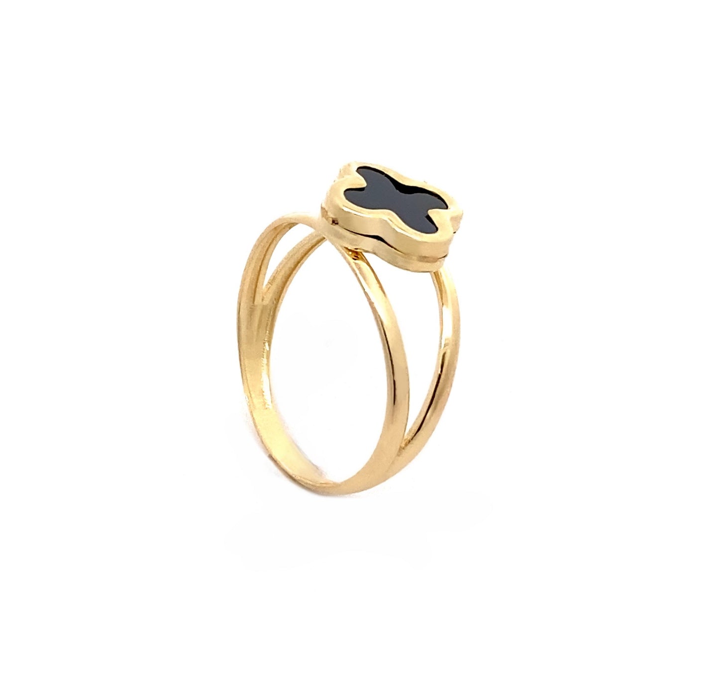14K Solid Yellow Gold Clover Ring, trendy gold ring, solid yellow gold ring, white clover ring, black clover ring, trendy gold ring, gift, mother’s day gift., valentine’s day gift, birthday gift, anniversary gift.