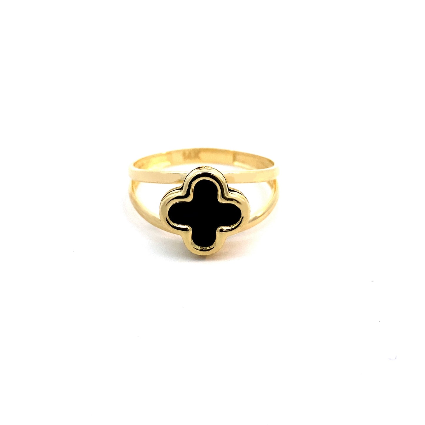 14K Solid Yellow Gold Clover Ring, trendy gold ring, solid yellow gold ring, white clover ring, black clover ring, trendy gold ring, gift, mother’s day gift., valentine’s day gift, birthday gift, anniversary gift.