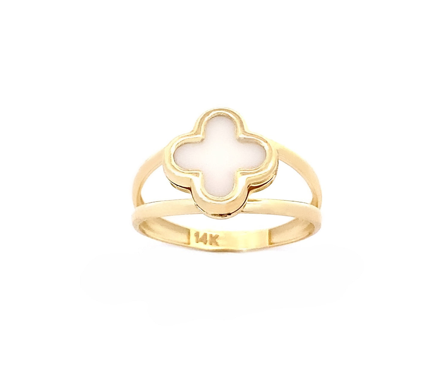14K Solid Yellow Gold Clover Ring, trendy gold ring, solid yellow gold ring, white clover ring, black clover ring, trendy gold ring, gift, mother’s day gift., valentine’s day gift, birthday gift, anniversary gift.